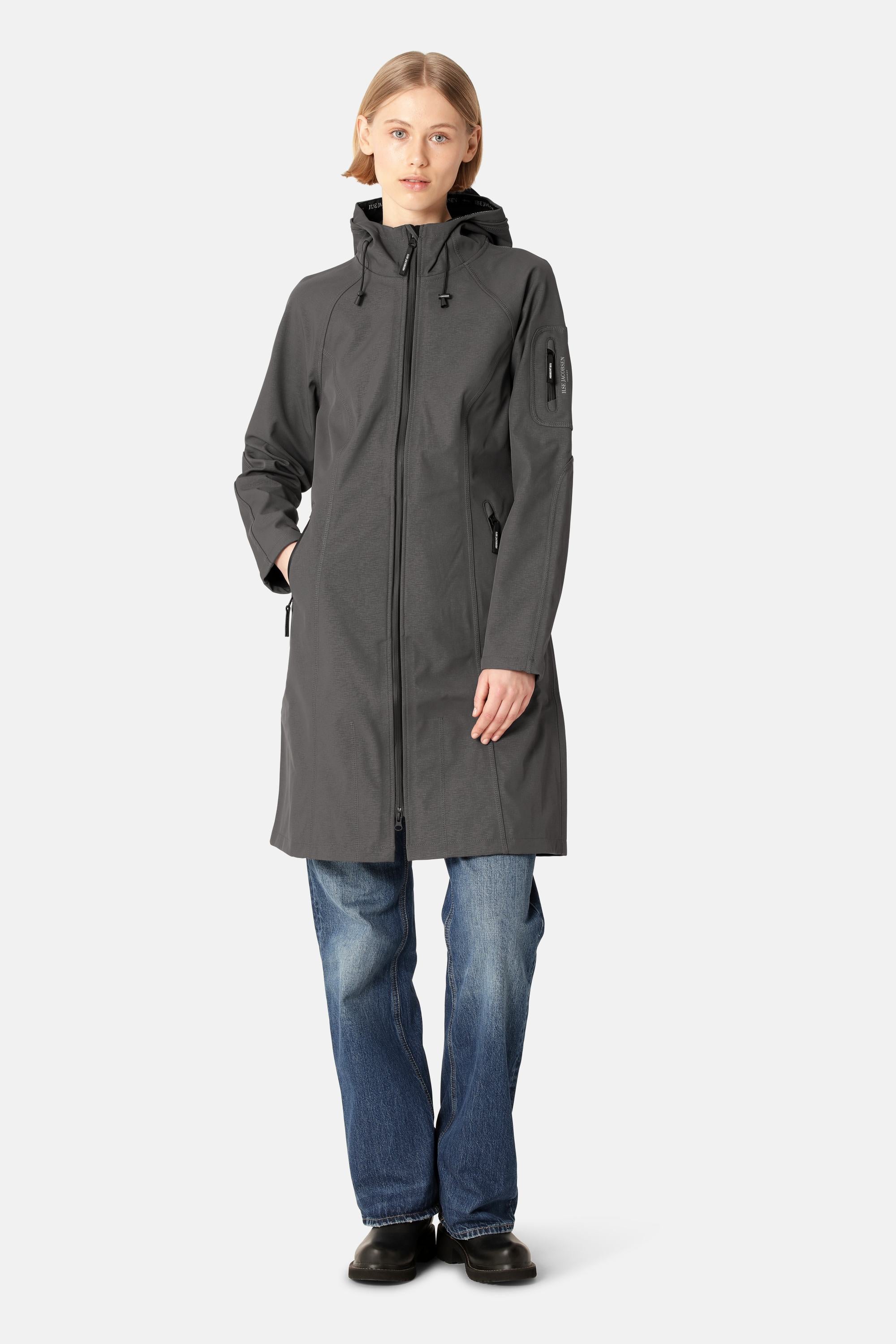 Long Softshell Raincoat - Dark Shadow